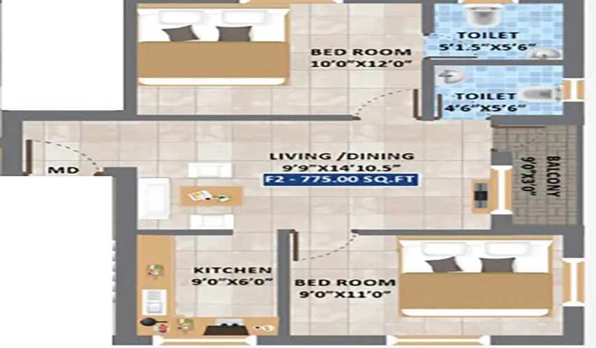 twobhk_775_ACS Pearl-775